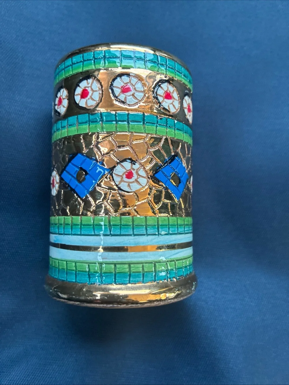 Ceramic-he D'Arte Mario Sambuco miniature cylinder vase from Italy